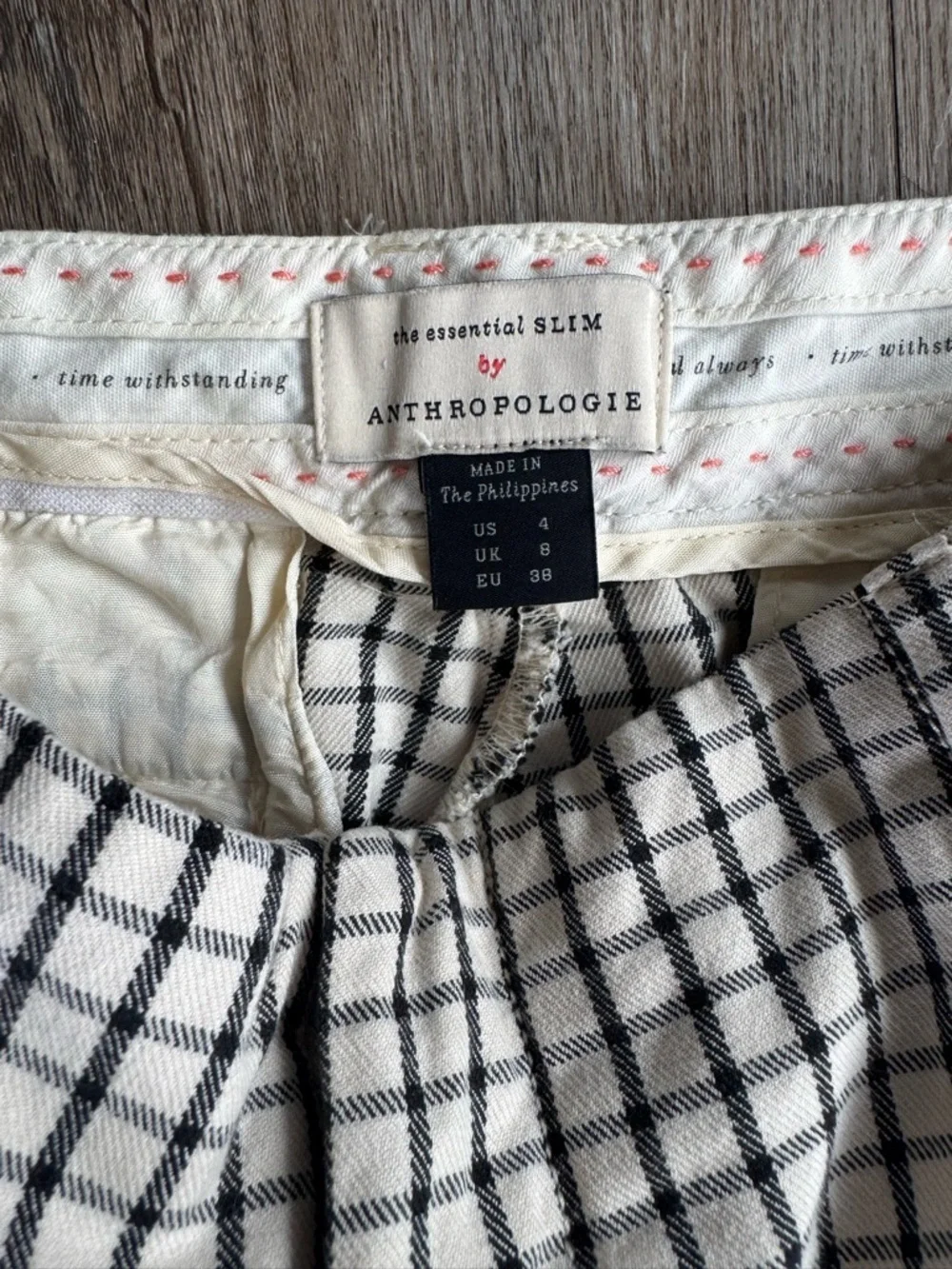 Anthropologie Essential Slim Checkered Pants - size 4 - Picture 3 of 4